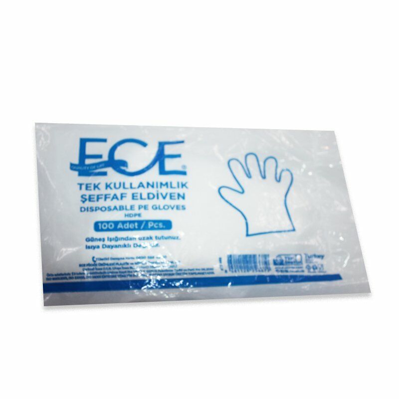 Ece Tek Kullanımlık Şeffaf Eldiven 100 Adet