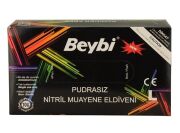 Beybi Nitril Muayene Eldiveni Pudrasız Siyah Large L