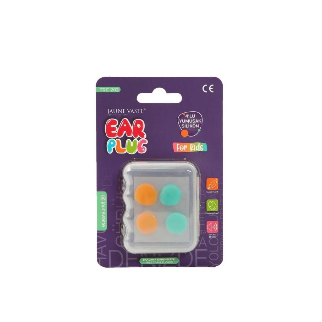 Jaune Vaste Ear Plug 4 lü Yumuşak Silikon Kulak Tıkacı Çocuklar İçin