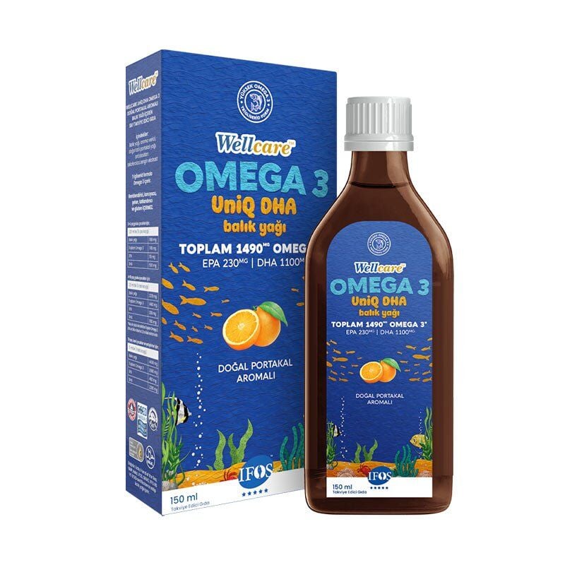 Wellcare Omega 3 UniQ DHA  Portakal Aromalı Balık Yağı Şurup 150 ML