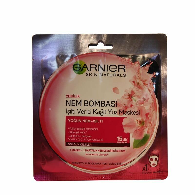 Garnier Nem Bombası Işıltı Verici Kağıt Yüz Maskesi 32G