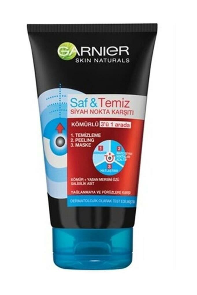 Garnier Saf Temiz Siyah Nokta Karşıtı Kömürlü 3'ü 1 Arada 150 ML