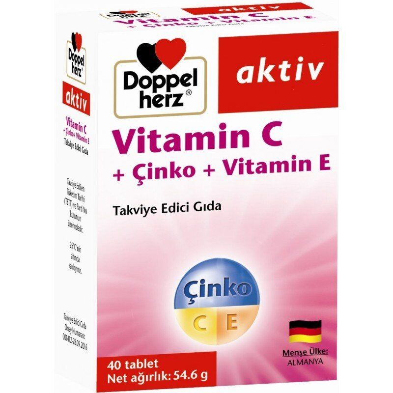 Doppelherz Aktiv Vitamin C + Çinko + Vitamin E   40 Tablet