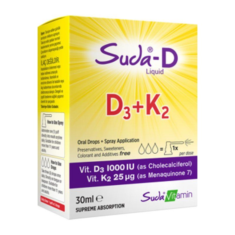 Suda Vitamin D3 K2 Likid Vitamin 30 ML