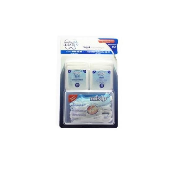 Mis İp Diş İpi 50m x 2 ve Kürdanlı Diş İpi 50 Adet Set
