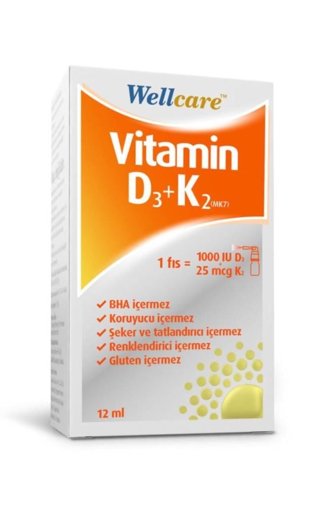 Wellcare Vitamin D3 + K2 25 mcg 1000 IU 12 ML