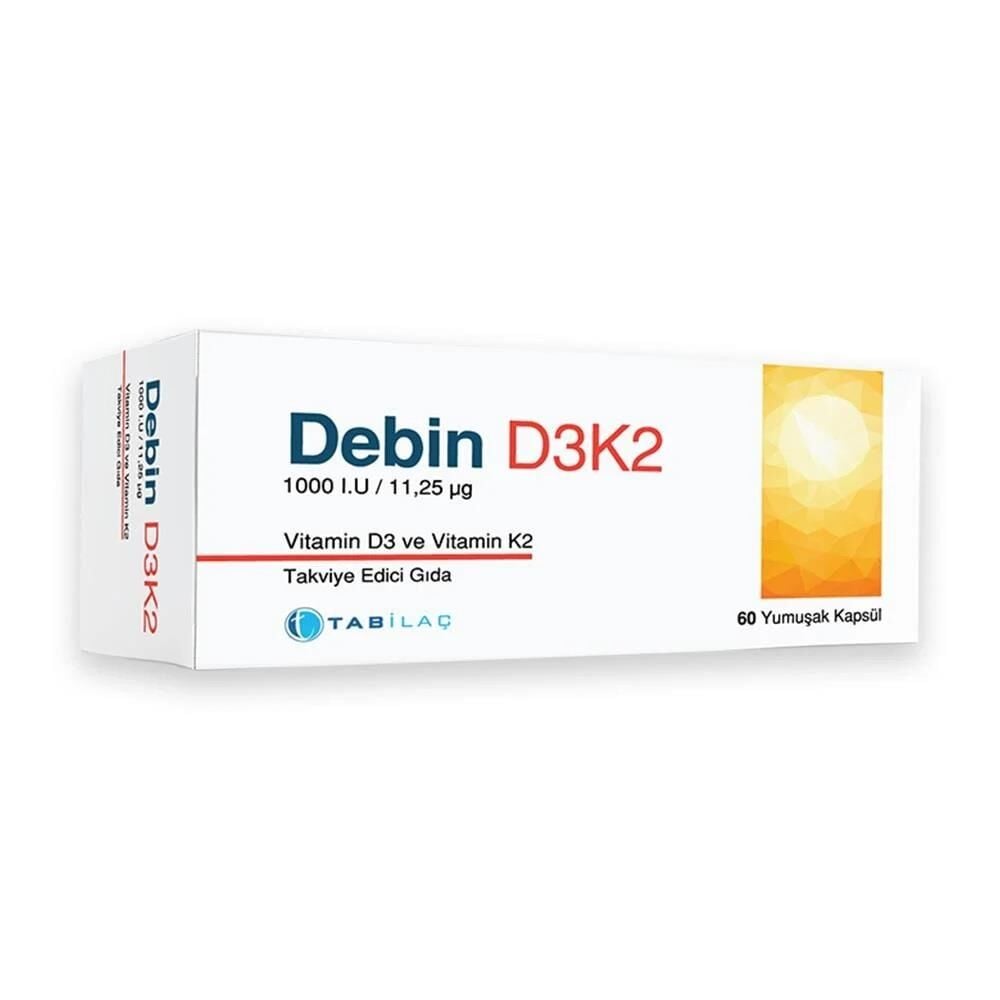 Debin D3K2 Vitamin D3 ve Vitamin K2 60 Kapsül