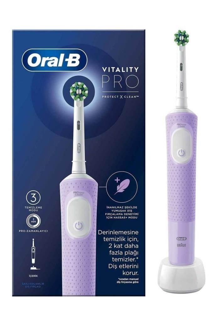 Oral-B Şarjlı Elektrikli Diş Fırçası Vitality Pro Lila Koruma ve Temizlik