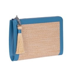Laura Rafya/ Deri Clutch - Mavi