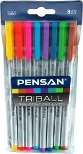 Pensan Triball Tükenmez Kalem Renkli 8'li Set