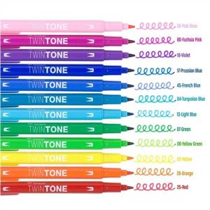 Tombow Twin Tone Markör Rainbow Tonlar Seti 12 Renk