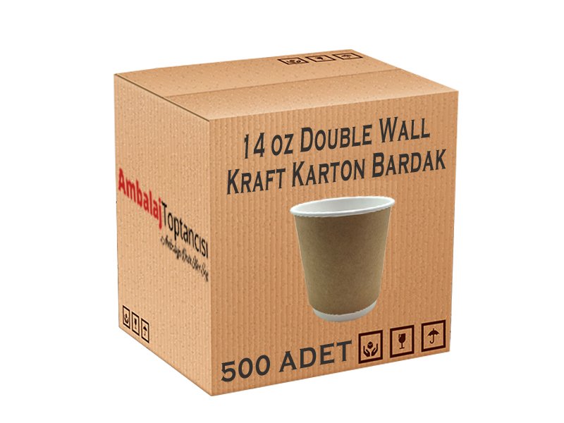 14 oz Double Wall Kraft Karton Bardak - 500'lü