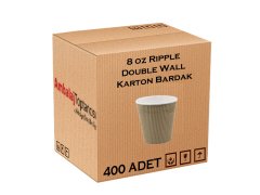 8oz Ripple Double Wall Kraft Karton Bardak - 500'lü