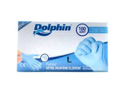 Dolphin Pudrasız Mavi Nitril Eldiven - Büyük (L) - 100'lü