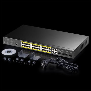 GS2028PS4-300W	24-Port Layer 2 Managed Gigabit PoE+ Switch with 4 Gigabit Combo Ports, 300W