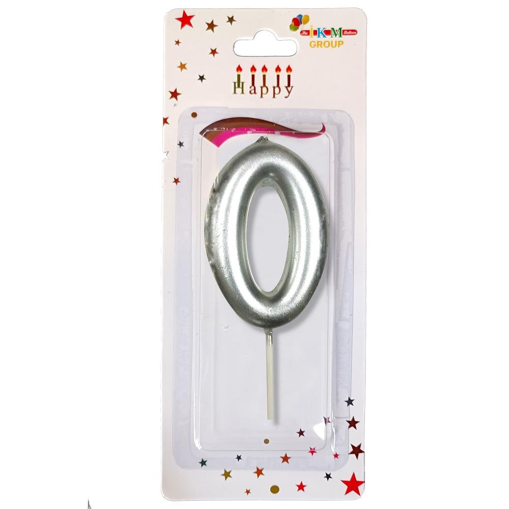 ORTA BOY 0 RAKAM GÜMÜŞ MUM 12CM PK:24 KL:600