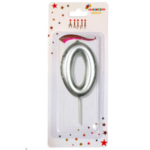 ORTA BOY 0 RAKAM GÜMÜŞ MUM 12CM PK:24 KL:600
