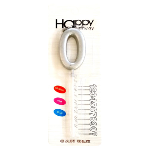 ORTA BOY 0 RAKAM GÜMÜŞ MUM 12CM PK:24 KL:600