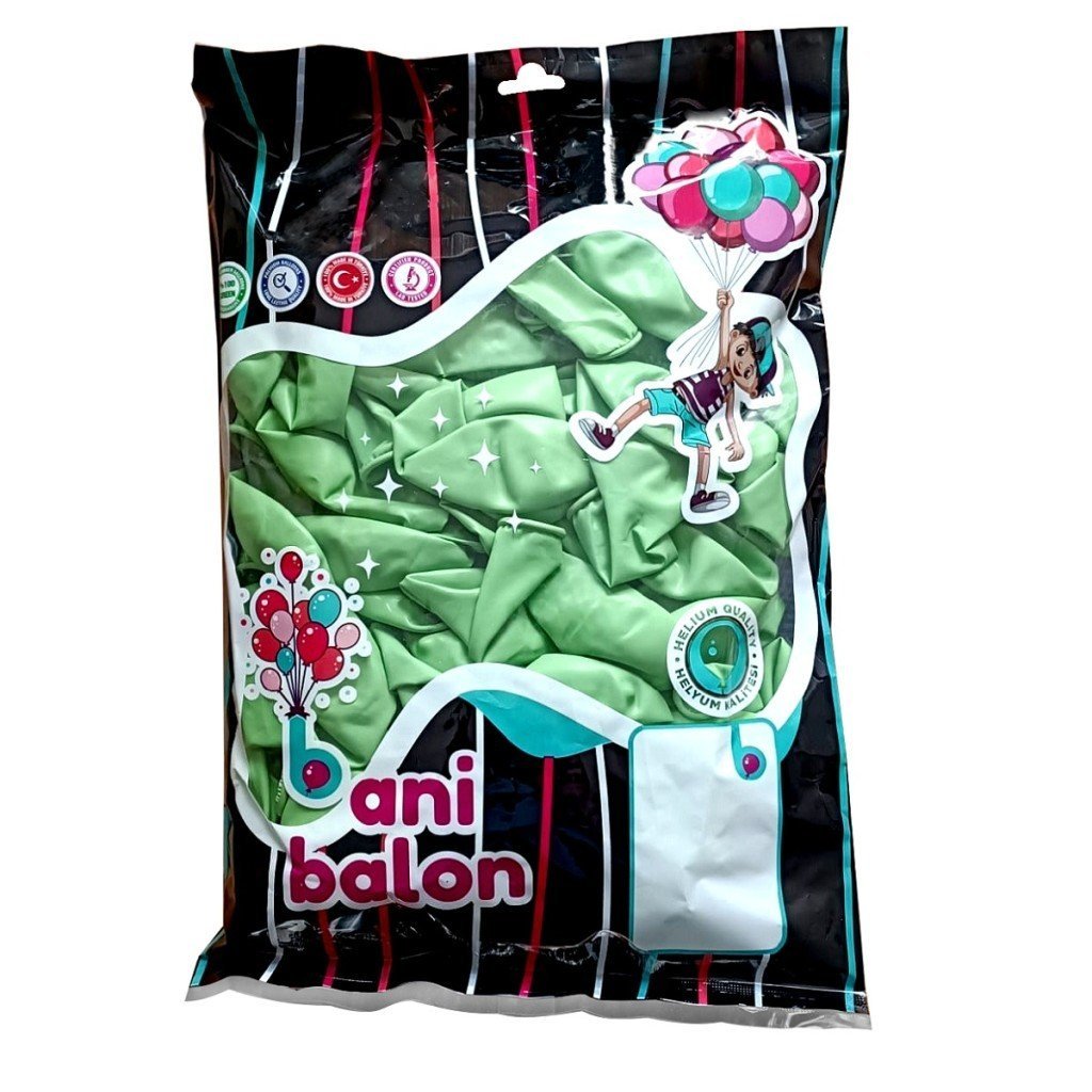 12 BANİ PASTEL BALON YEŞİL 100 LÜ