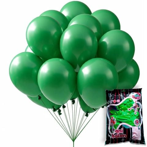 12 BANİ PASTEL BALON KOYU YEŞİL 100 LÜ