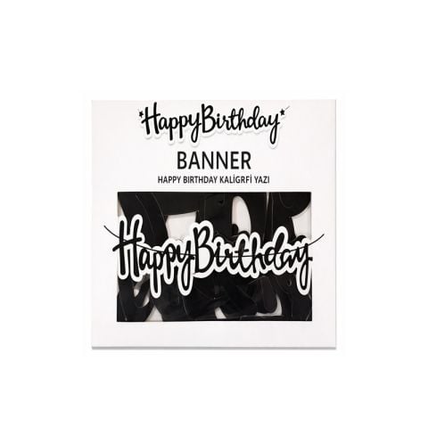 BANNER EL YAZILI HAPPY BİRTHDAY SİYAH UZAR YAZI