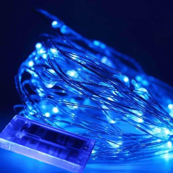 2 PİLLİ 3 MT MAVİ RENK TEL LED