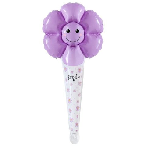 SAPLI GÜLENYÜZ PAPATYA MOR FOLYO BALON  29,5*59,5