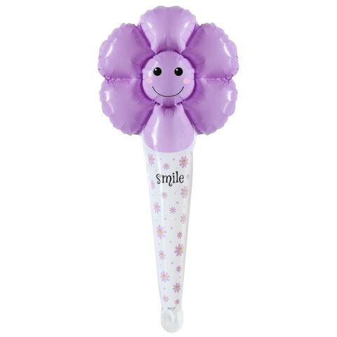 SAPLI GÜLENYÜZ PAPATYA MOR FOLYO BALON  29,5*59,5