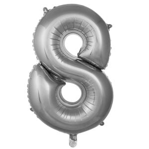 8- RAKAM 40 İNC GÜMÜŞ RENK BALON 100 CM