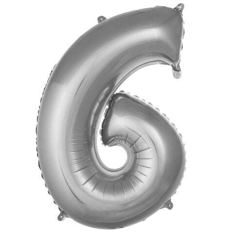 6- RAKAM 40 İNC GÜMÜŞ RENK BALON 100 CM