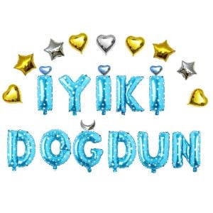 KALPLİ İYİKİ DOĞDUN MAVİ SET BALON