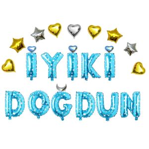 KALPLİ İYİKİ DOĞDUN MAVİ SET BALON