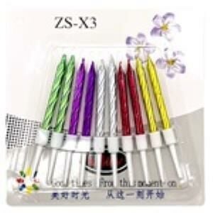 10 LU BURGULU RENKLİ MUM 7.5CM PK:14 KL:420