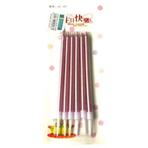 6 LI İNCE UZUN PEMBE MUM 13CM