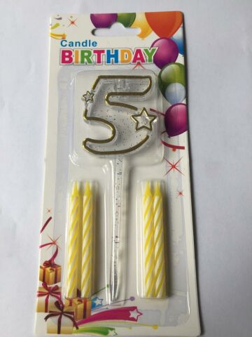 MİKA ŞEFFAF 5 RAKAM GOLD MUM 12CM PK:12 KL:600