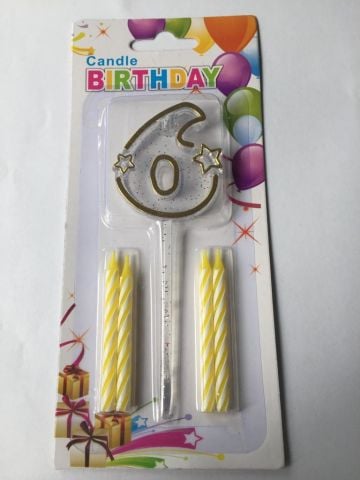 MİKA ŞEFFAF 6 RAKAM GOLD MUM 12CM PK:12 KL:600