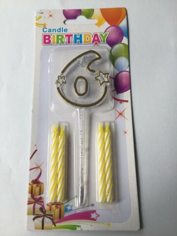 MİKA ŞEFFAF 6 RAKAM GOLD MUM 12CM PK:12 KL:600