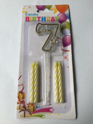 MİKA ŞEFFAF 7 RAKAM GOLD MUM 12CM PK:12 KL:600