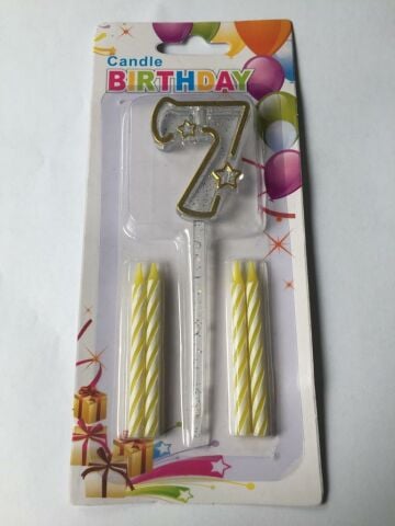 MİKA ŞEFFAF 7 RAKAM GOLD MUM 12CM PK:12 KL:600