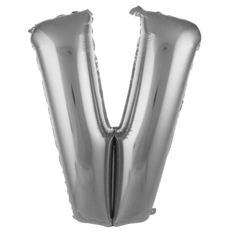 V- HARF 40 İNC GÜMÜŞ RENK BALON 100 CM