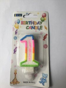 RENKLİ KLASİK 1 RAKAM MUM 7.5CM PK:12 KL:900