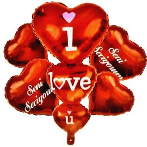 3 LÜ KALP I LOVE YOU KIRMIZI 5Lİ SET BALON