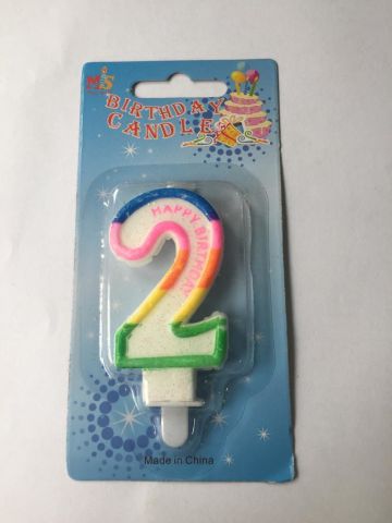 RENKLİ KLASİK 2 RAKAM MUM 7.5CM PK:12 KL:900