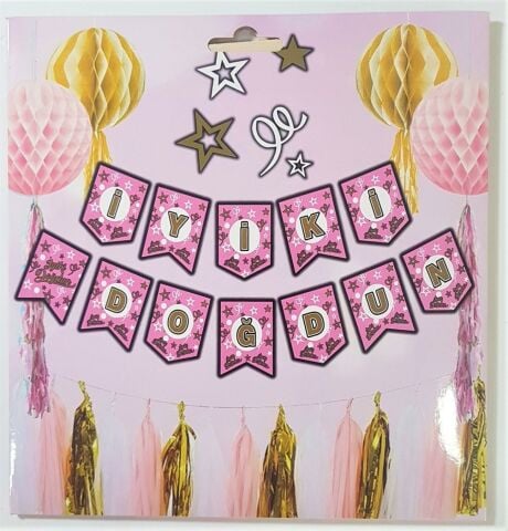 BÜYÜK BANNER İYİKİ DOĞDUN SİYAH ÜSTÜ GOLD UZAR YAZI