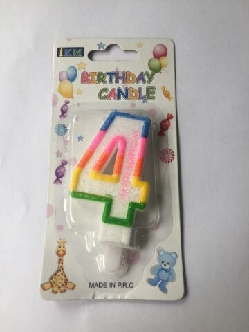 RENKLİ KLASİK 4 RAKAM MUM 7.5CM PK:12 KL:900