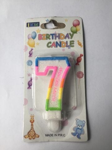 RENKLİ KLASİK 7 RAKAM MUM 7.5CM PK:12 KL:900