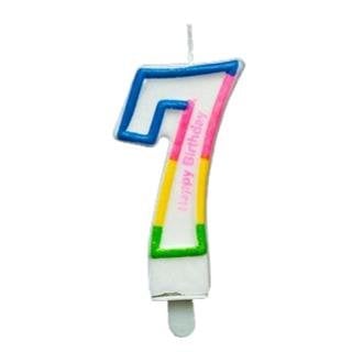 RENKLİ KLASİK 7 RAKAM MUM 7.5CM PK:12 KL:900