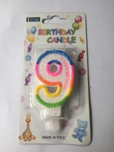RENKLİ KLASİK 9 RAKAM MUM 7.5CM PK:12 KL:900