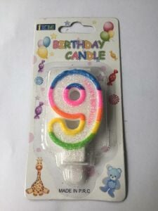 RENKLİ KLASİK 9 RAKAM MUM 7.5CM PK:12 KL:900