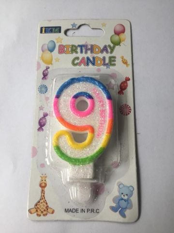 RENKLİ KLASİK 9 RAKAM MUM 7.5CM PK:12 KL:900